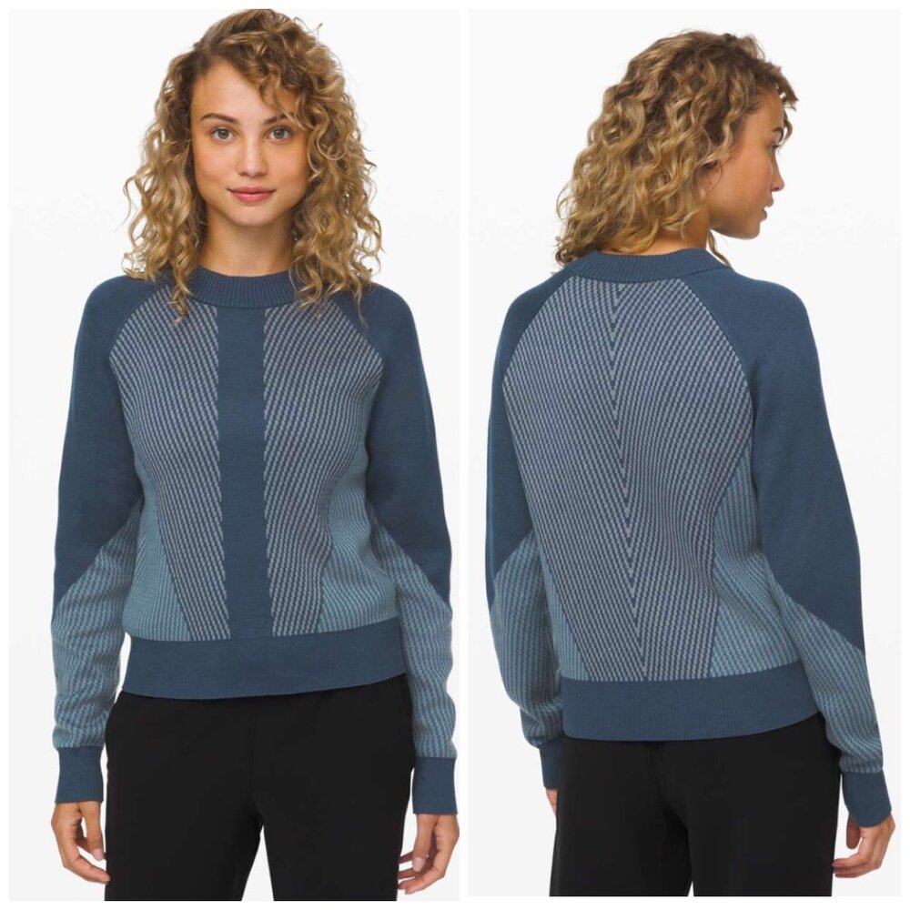 Lululemon Here for Serenity Blue Colorblock Crop‎ Sweater *No Size Tag- XS/S*